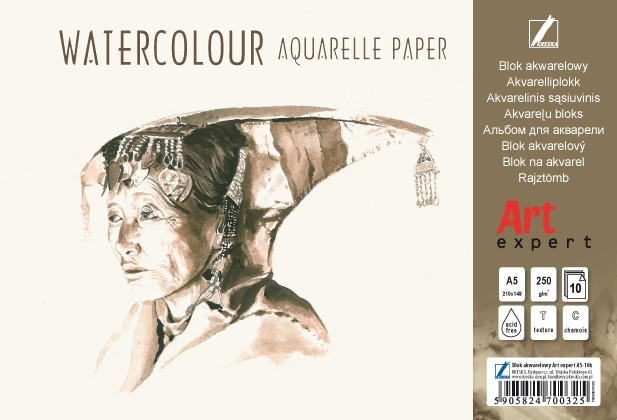 Blok akwarelowy A5 Art Expert 10k 250g biały Kreska